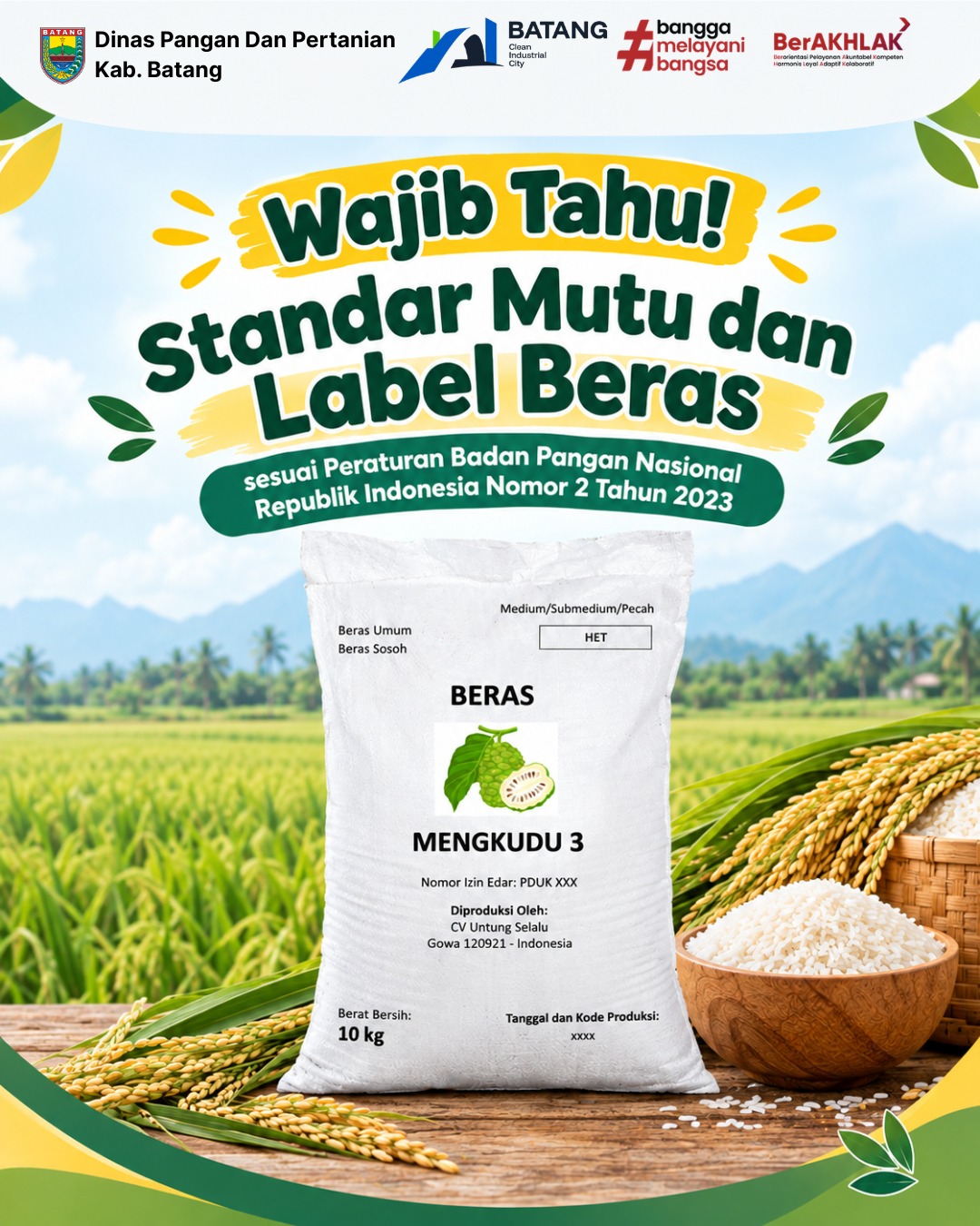 standar mutu dan label beras yang harus dipatuhi pelaku usaha